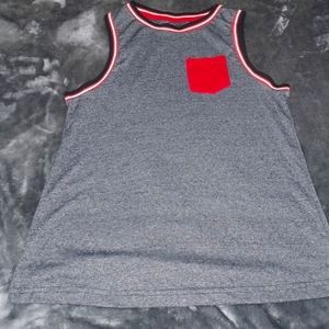 Broken Threads Grey Tank Top with a Red Pocket for, Men's Size Small
